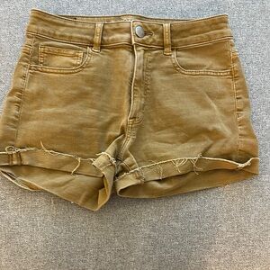American Eagle Outfitters Tan Jean Shorts Mid-Rise Stretch